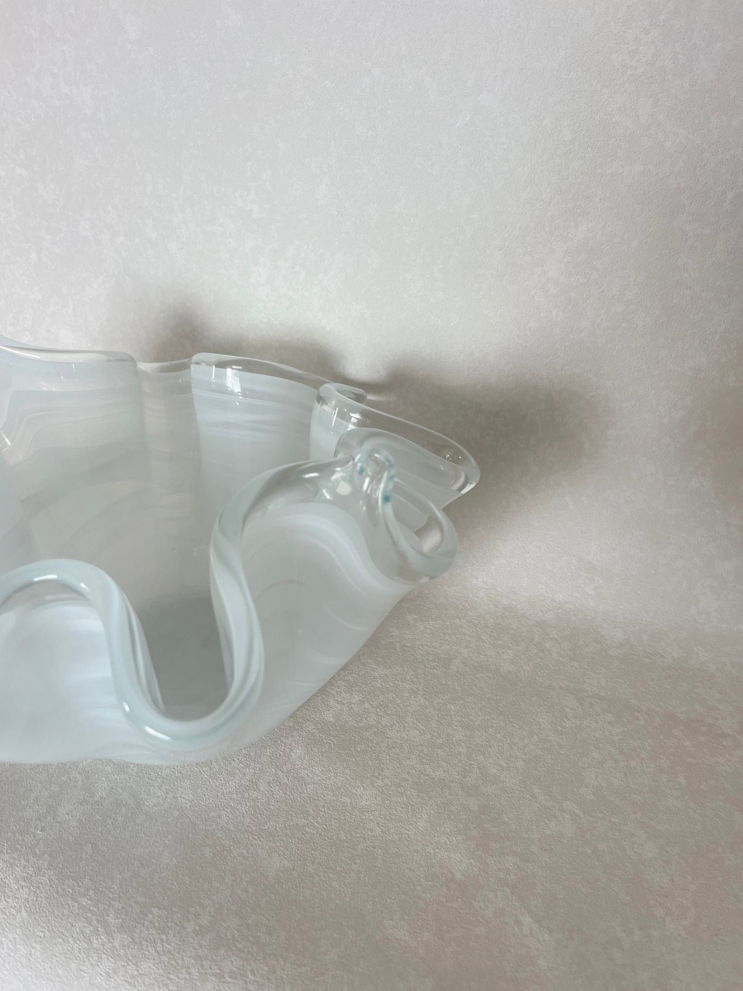 Murano-Style White & Clear Glass Handkerchief Vase