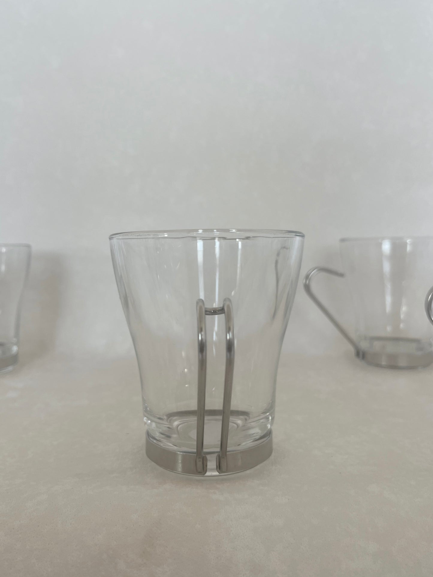 Italian Vitrosax Glass & Stainless Steel Cups (Set of 5)