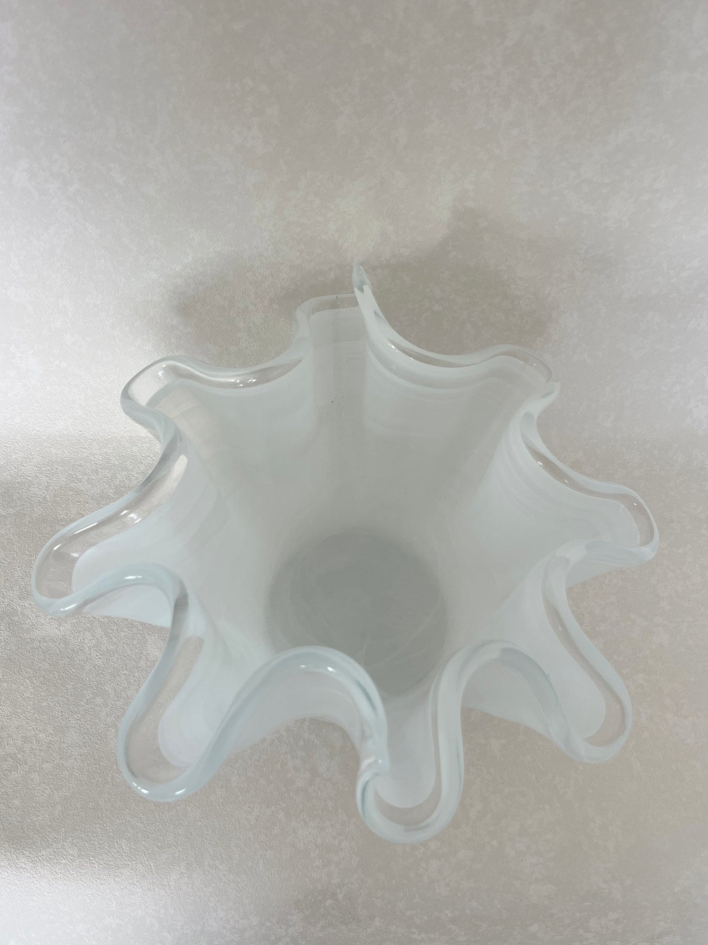 Murano-Style White & Clear Glass Handkerchief Vase