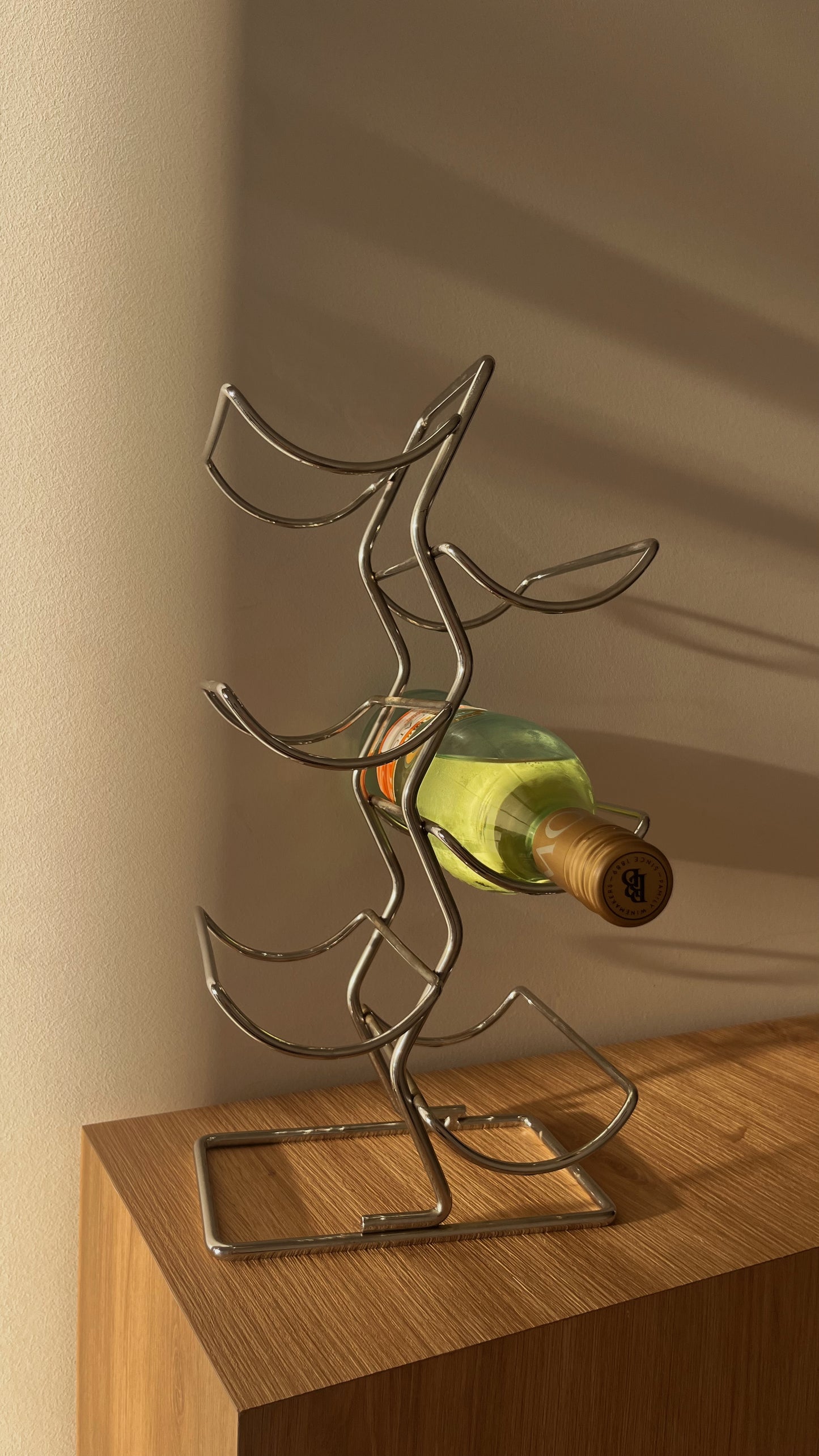 Chrome Wine Rack - 6 Bottle Holder, Vintage-Inspired