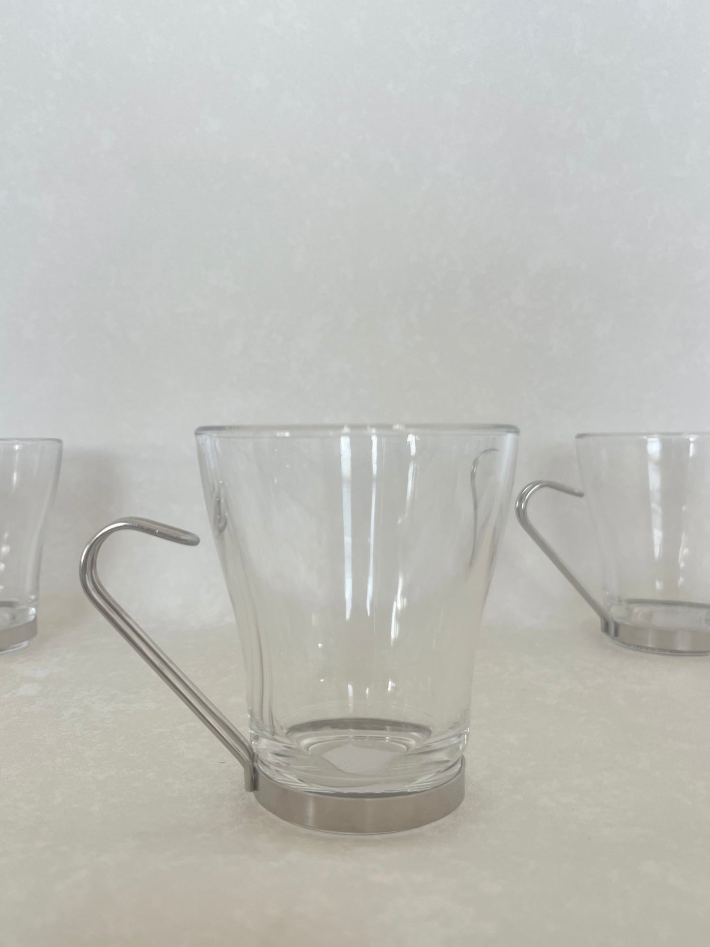 Italian Vitrosax Glass & Stainless Steel Cups (Set of 5)