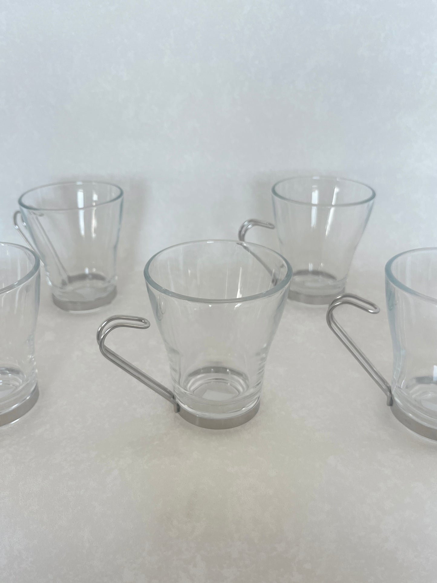 Italian Vitrosax Glass & Stainless Steel Cups (Set of 5)