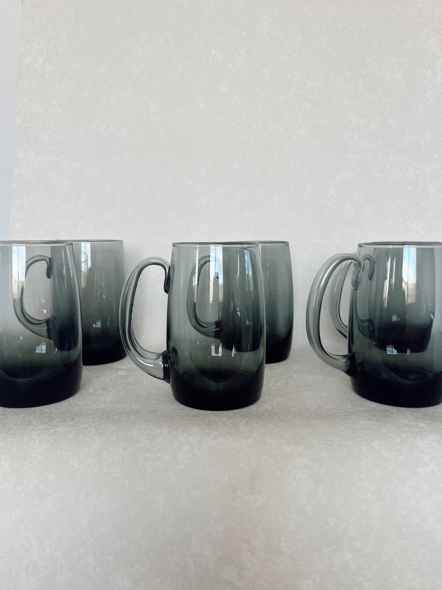 Mid-Century Hadeland Glassverk Beer Mugs – Smokey Grey - Set of 6