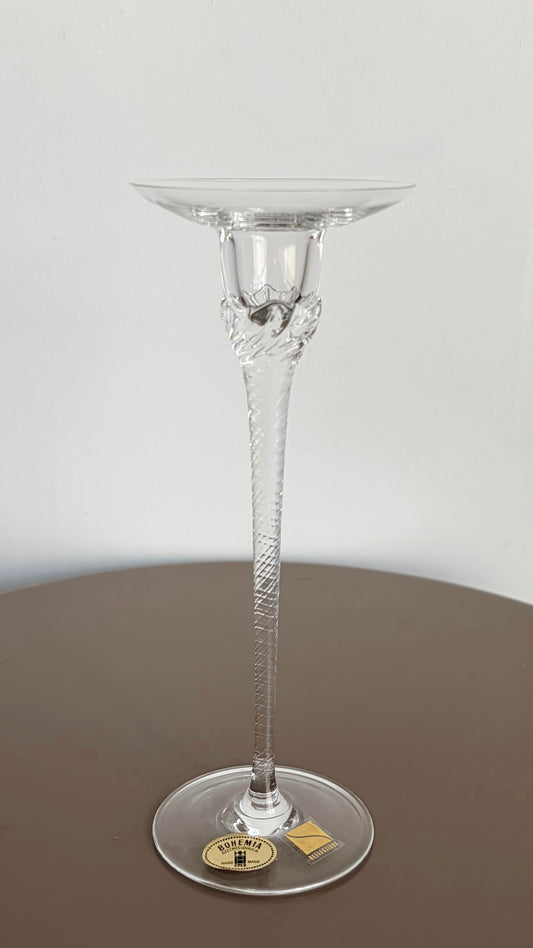 Vintage Bohemian Crystal Twisted Stem Candlestick