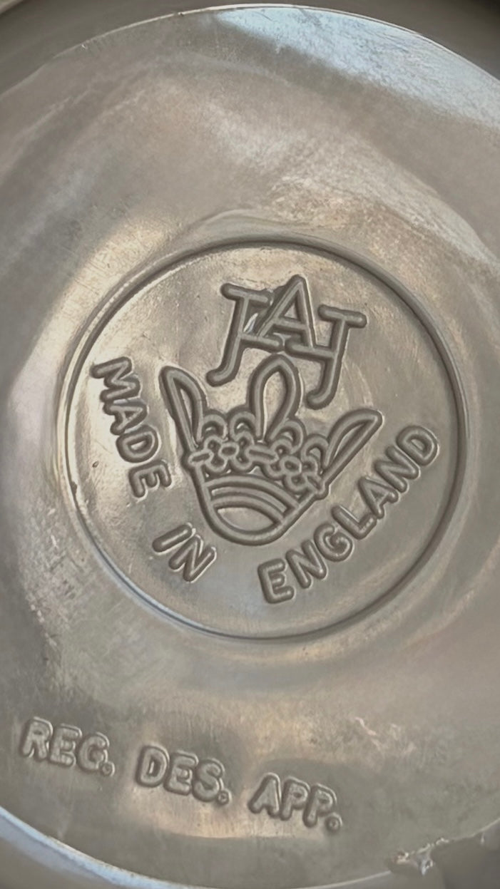 Vintage JAJ Drinkups Glass Cups with Grey Holders