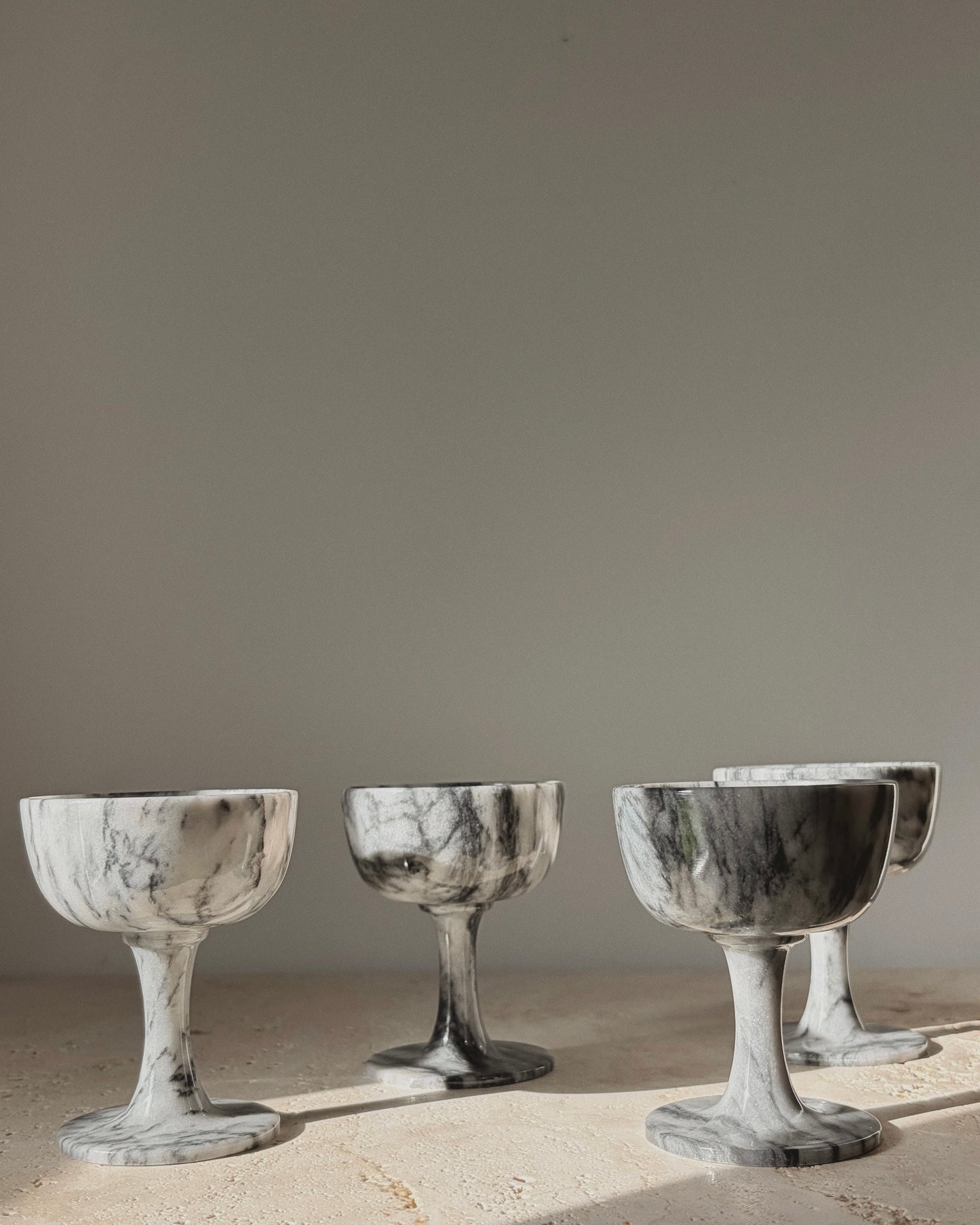 Vintage Grey Alabaster Goblets