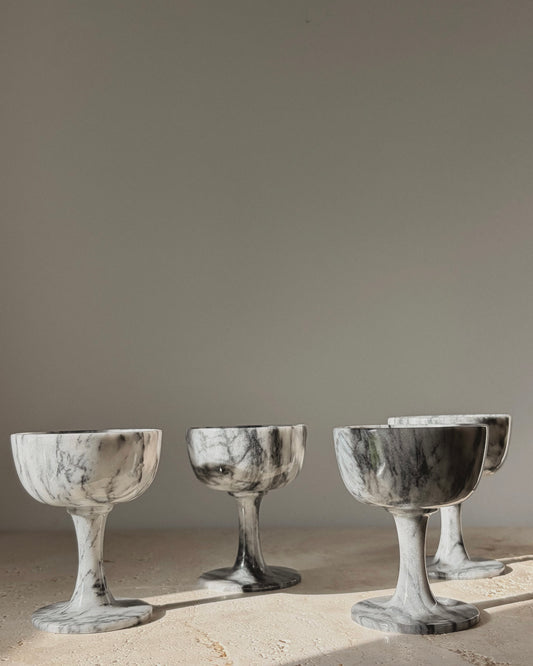 Vintage Grey Alabaster Goblets