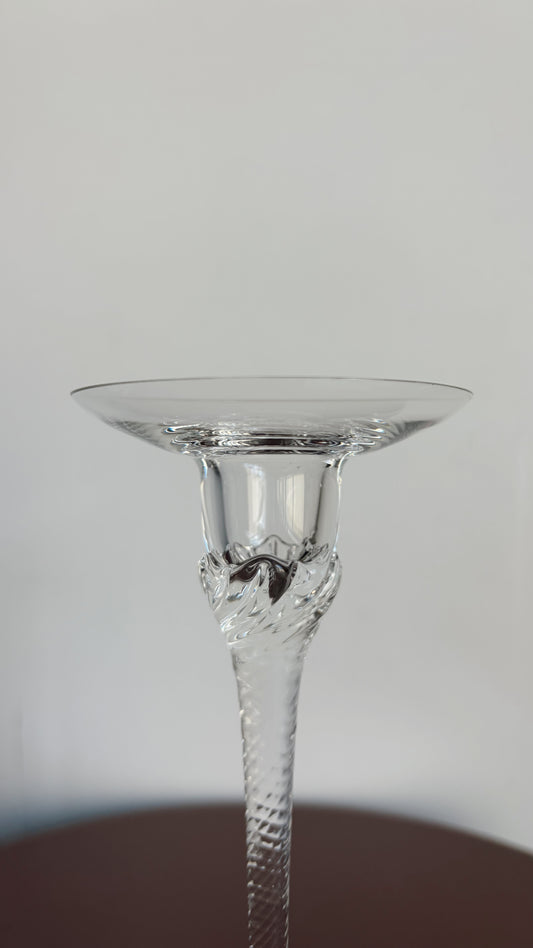 Vintage Bohemian Crystal Twisted Stem Candlestick