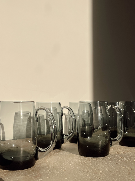 Mid-Century Hadeland Glassverk Beer Mugs – Smokey Grey