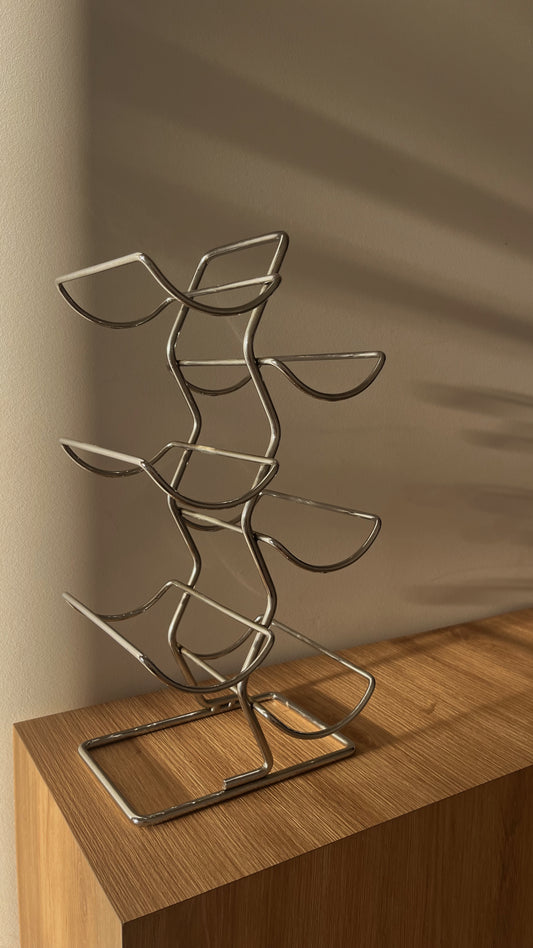 Chrome Wine Rack - 6 Bottle Holder, Vintage-Inspired