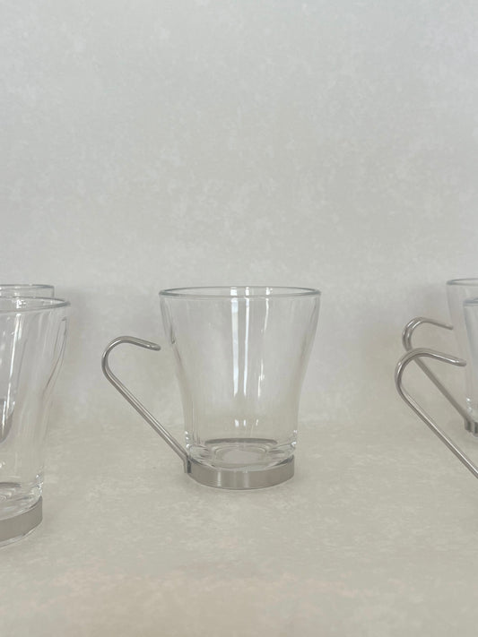 Italian Vitrosax Glass & Stainless Steel Cups (Set of 5)