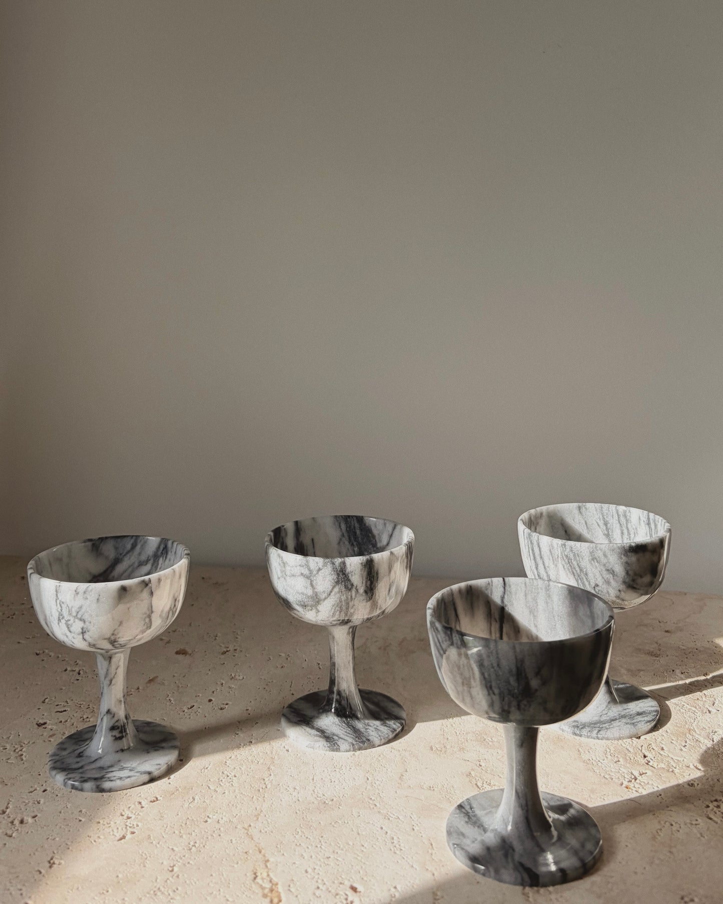 Vintage Grey Alabaster Goblets