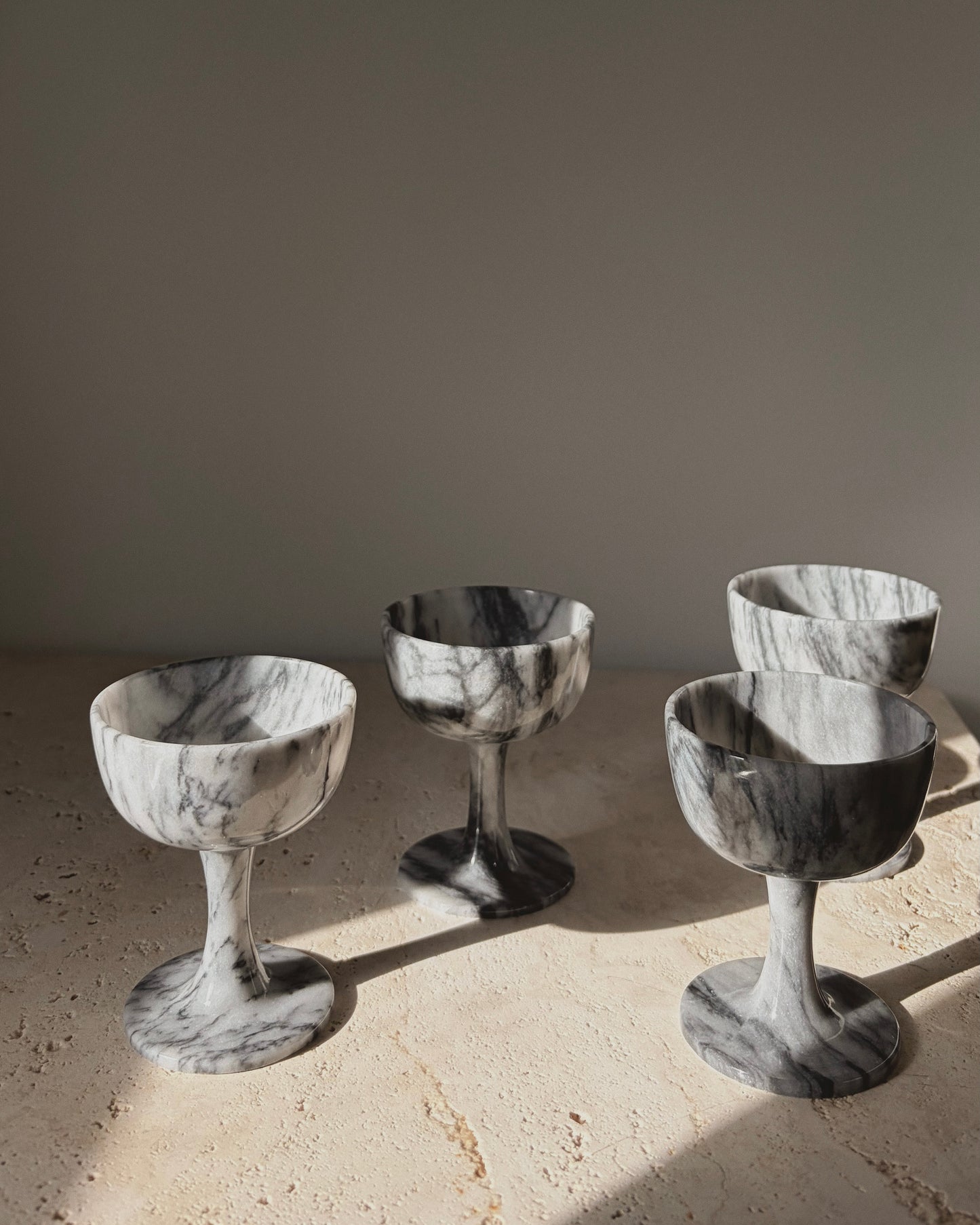 Vintage Grey Alabaster Goblets