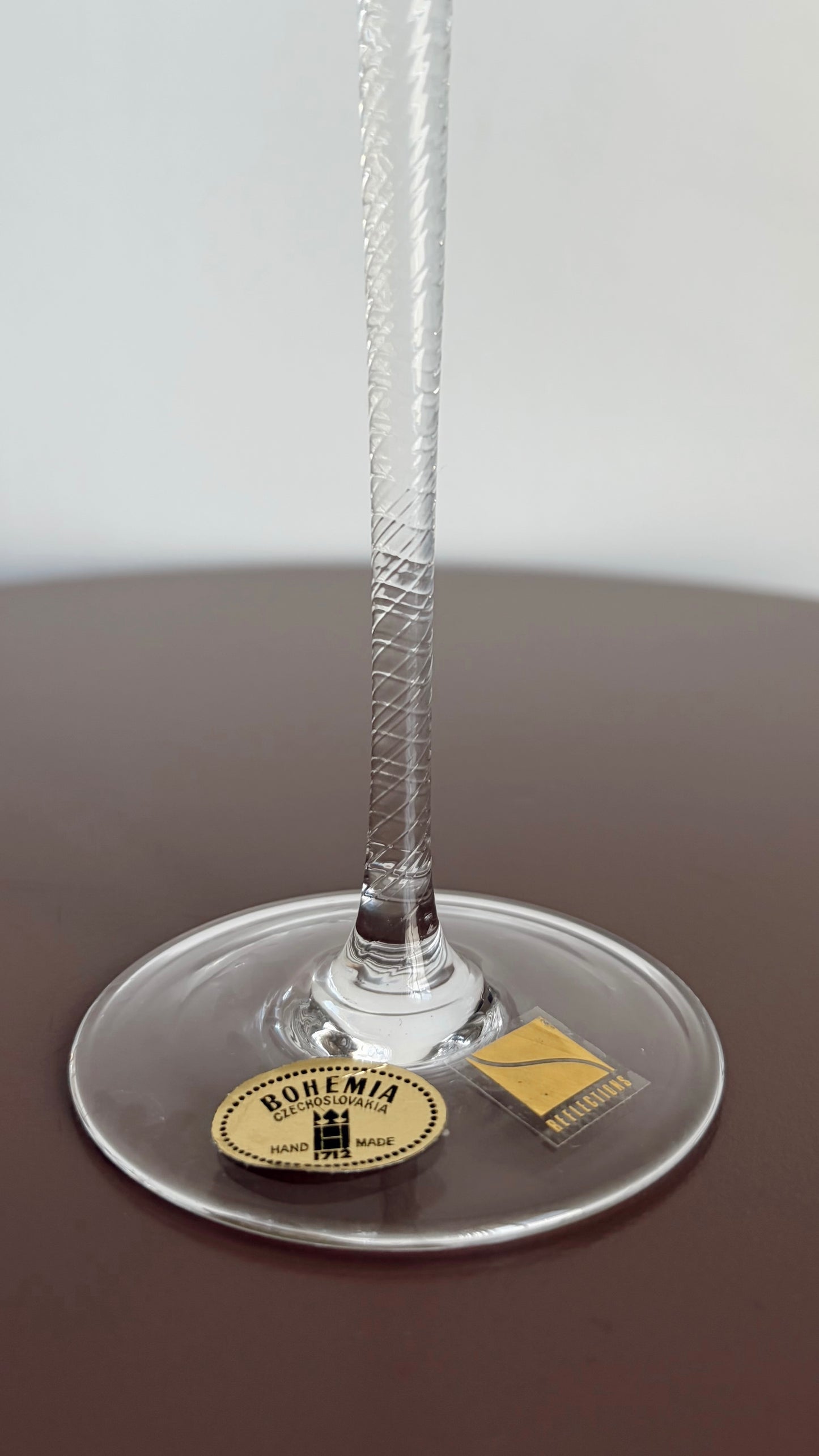 Vintage Bohemian Crystal Twisted Stem Candlestick