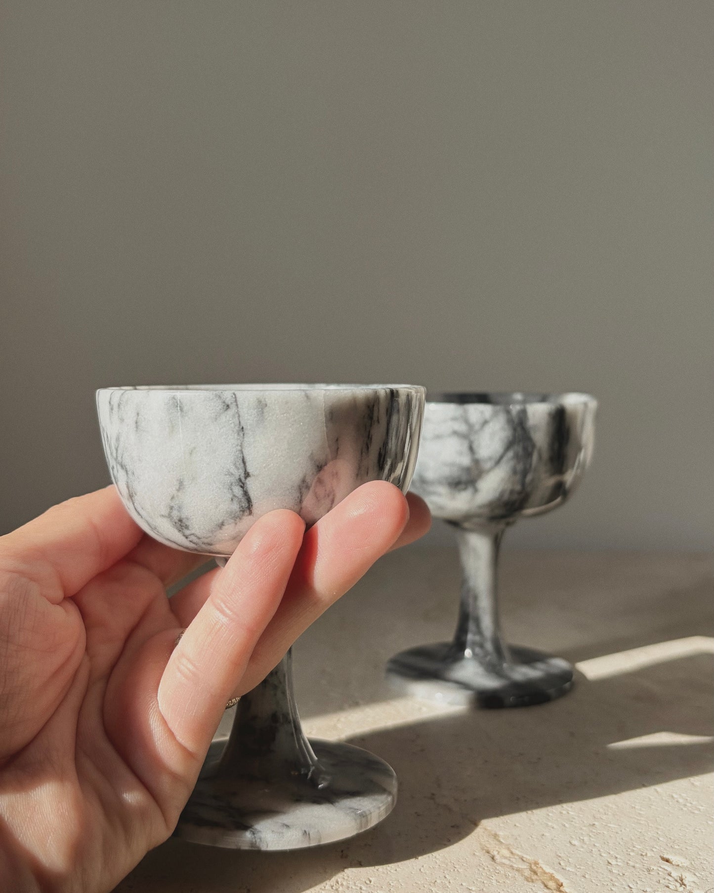 Vintage Grey Alabaster Goblets